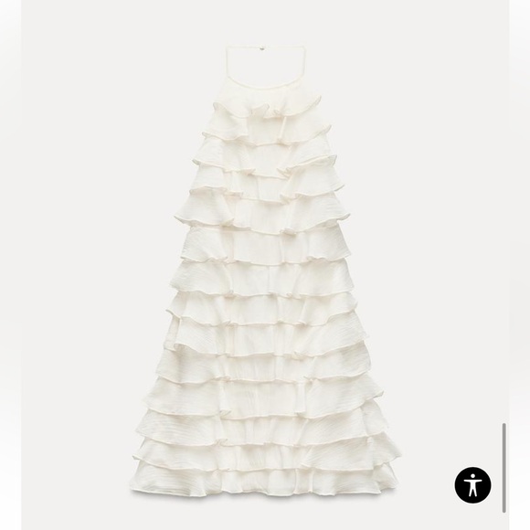 Zara RUFFLED HALTER NECK DRESS Size XS NWT - Picture 7 of 11